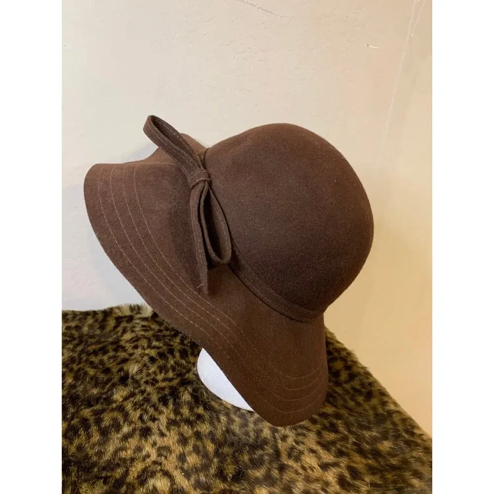 Wool Hat Brown Color Women One Size Fit All